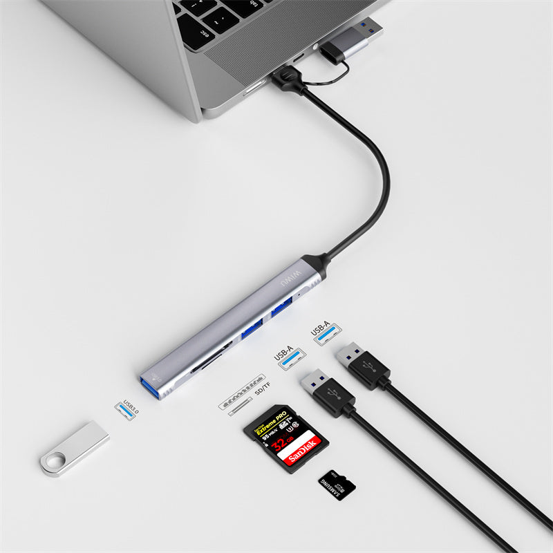 Wiwu Wi-HB003 Zolo Serisi USB3.0 + USB2.0 + SD/TF Bağlantılı Type-C USB-A 5in1 Hub Wiwu Wi-HB003 Zolo Serisi USB3.0 + USB2.0 + SD/TF Bağlantılı Type-C USB-A 5in1 Hub